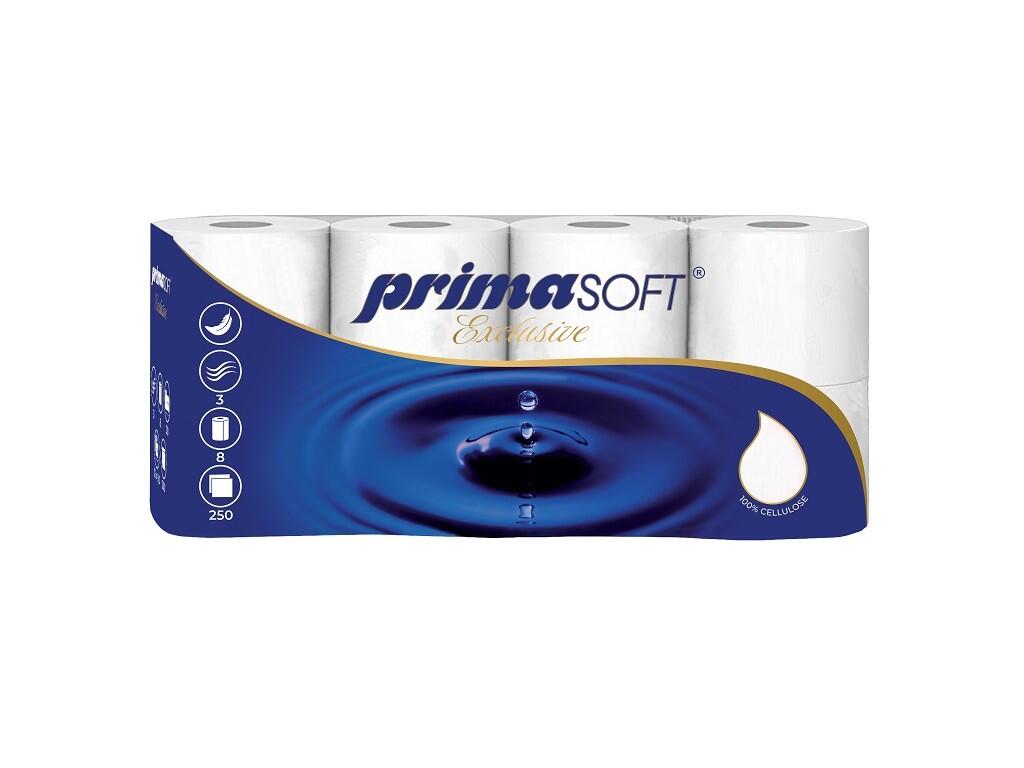 Toaletní papír PrimaSoft Exclusive, 3-vrstvý, 8 ks