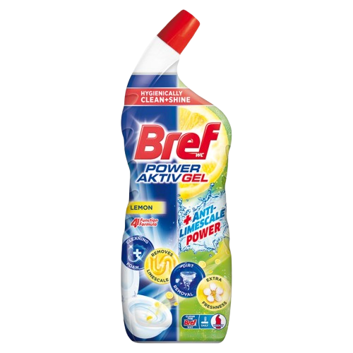 Bref Power Aktiv Gel WC čistič s efektem osvěžovače vzduchu Lemon 700ml