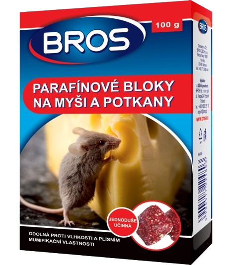 BROS kostky proti myším a krysám 100g (parafínové bloky)