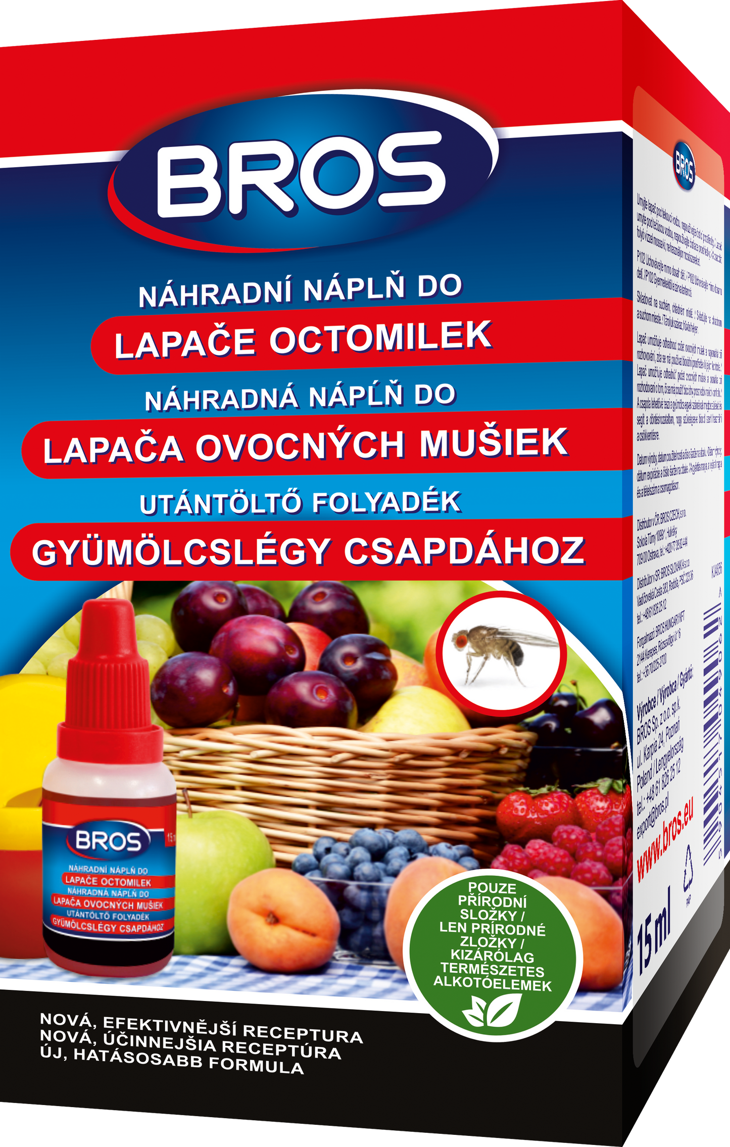 BROS náhradní tekutá náplň do lapače octomilek 15ml