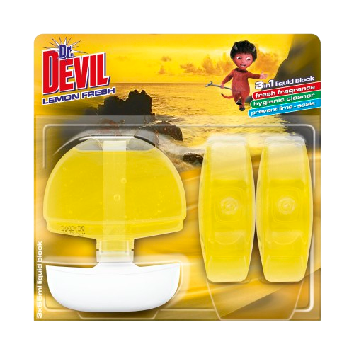 Dr. Devil tekutý WC blok 3v1 3x55ml Lemon fresh