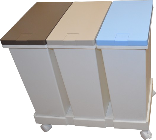 Koše odpadkové 3x20L s podvozkem na tříděný odpad