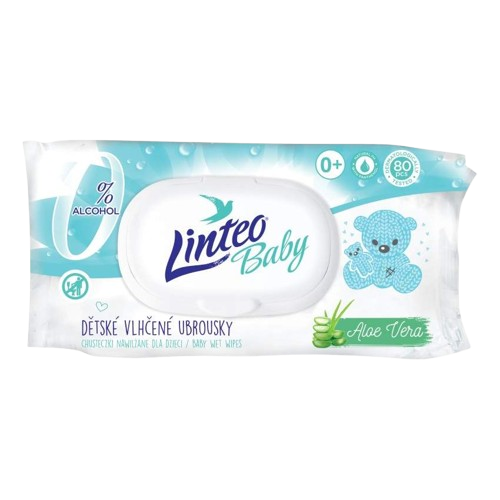 Linteo BABY Aloe Vera dětské vlhčené ubrousky 80ks CLIP