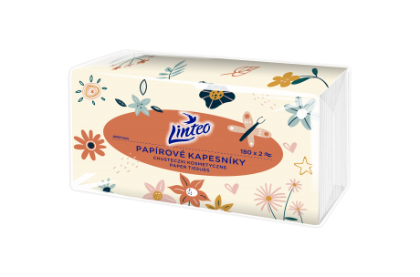 Linteo papírové kapesníky v sáčku 180ks, 2-vrstvé, celulóza