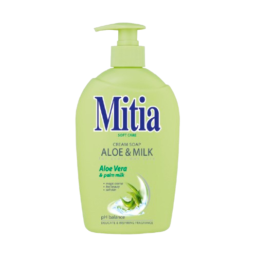 Mitia tekuté mýdlo 500ml Aloe&Milk s dávkovačem