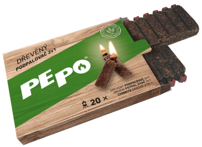 PE-PO dřevěný podpalovač 2v1 20 podpalů