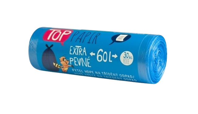 Pytle HDPE TOP na tříděný odpad 60l, 30ks/role, 10my, modré (na papír)