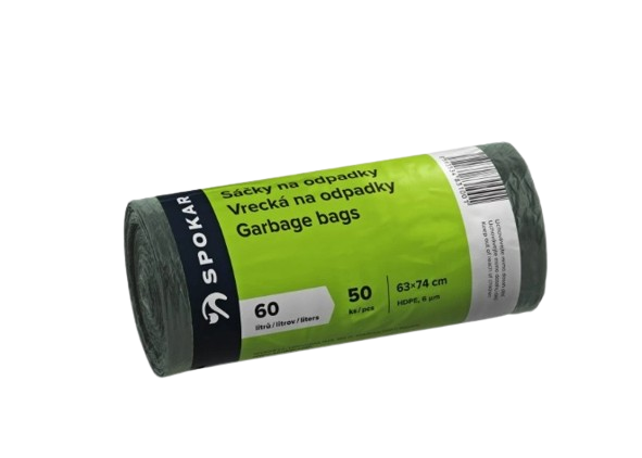 Pytle na odpad HDPE 60l, 50ks/role, 63x74cm, černé