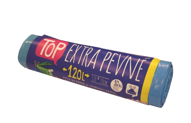 Pytle na odpad LDPE 120l, 10ks/role, 35my, 70x110cm, zatahovací, modré