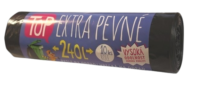 Pytle na odpad LDPE 240l, 10ks/role, extra pevné, černé (90x110cm,35my)