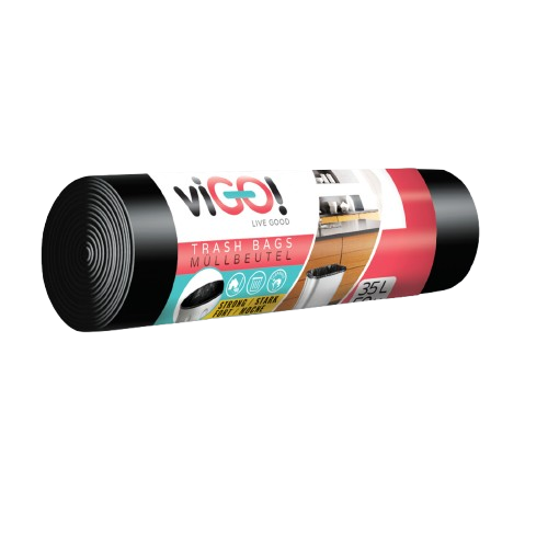 Pytle na odpad viGO! HDPE Q021, 35l, 50ks/role, 6my, 50x60cm, černé