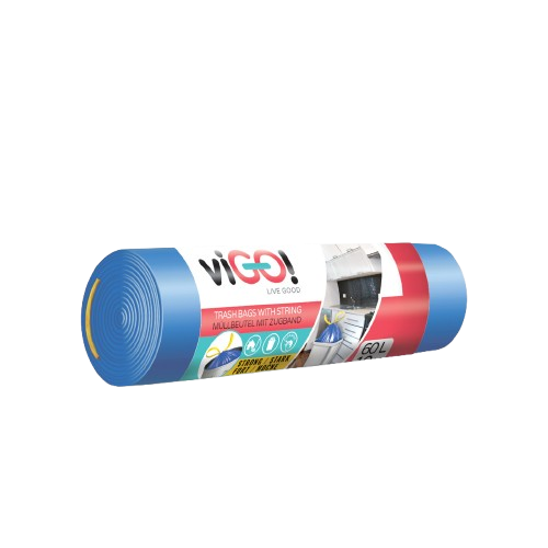 Pytle na odpad viGO! HDPE Q028, 60l, 10ks/role 13my, 60x70cm, zatahovací, modré