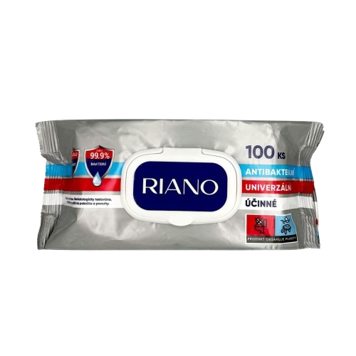 RIANO antibakteriální vlhčené ubrousky 2v1 100ks univerzální
