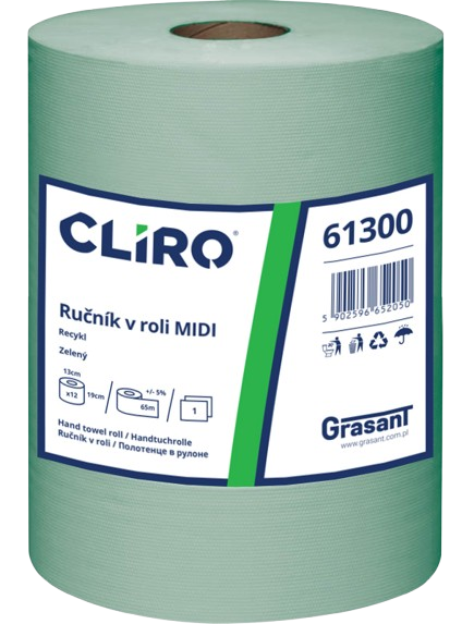 Ručník v roli Cliro MIDI 1vr, 65m, 12ks (61300) zelený, recykl.