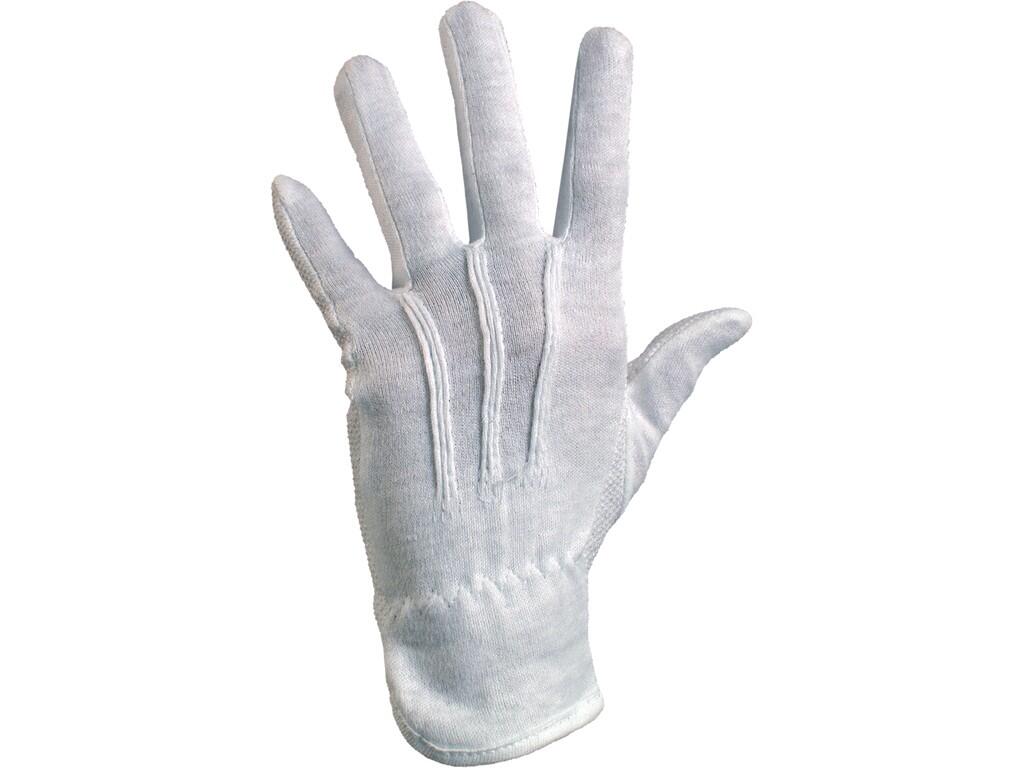 Rukavice MAWA, textilní, s PVC terčíky, bílé, vel. 09