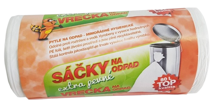 Sáčky na odpad 80l, 40ks, 10my, 63x85cm, bílé, pevné
