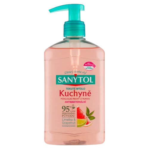 SANYTOL antb. mýdlo 95% přír. složení kuchyně 250ml Limetka&Grapefruit