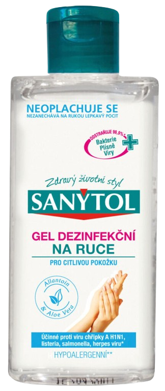 SANYTOL dezinfekční gel sensitive na ruce 75ml na citlivou pokožku
