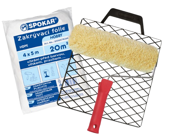 Souprava: plyš žlutozelený 240mm držadlo 6mm; mříž+folie 4x5m hobby