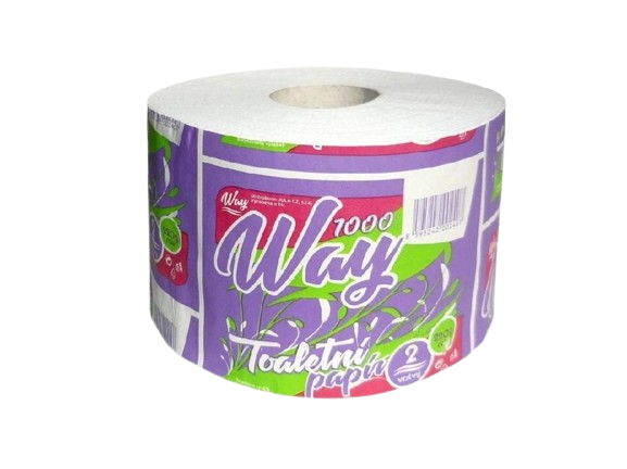 Toaletní papír WAY 1000 útr, 2vr, bílý, délka 68m, recykl (1ks)