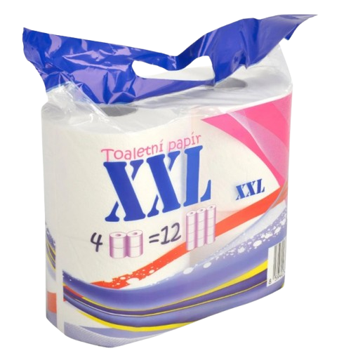Toaletní papír XXL 2-vrstvý, 100% celuloza, 500 útržků, 55m (4ks)