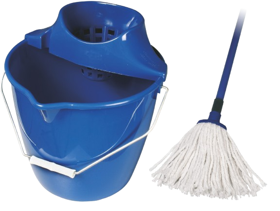 Úklidová souprava: mop bavlněný 100g, kbelík+ždímač, modrá