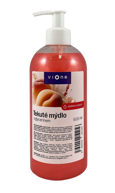 Vione tekuté mýdlo 500ml RŮŽOVÉ (Broskev) s glycerinem, čiré s pumpičkou