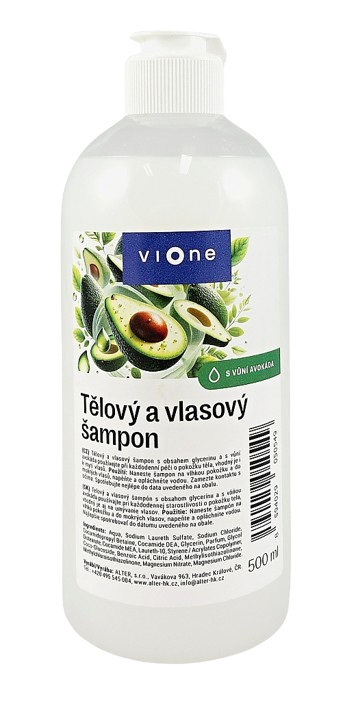VIONE TĚLOVÝ A VLASOVÝ ŠAMPON 500ml avokádo
