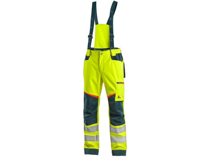 Kalhoty CXS BEDFORD, výstražné, pánské, softshell, žluto-petrolová