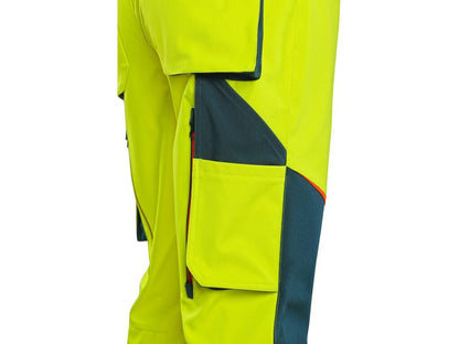 Kalhoty CXS BEDFORD, výstražné, pánské, softshell, žluto-petrolová