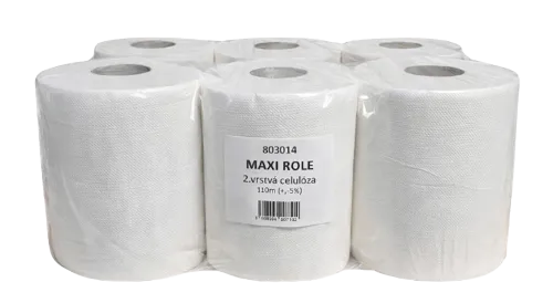 Ručník MAXI celulóza, 2vrst.,6ks,110m, 450útržků, výška 19cm,střed.odvíjení