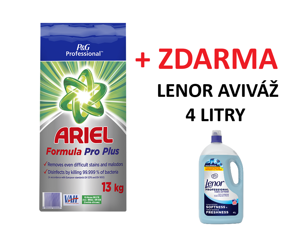 Ariel Formula Pro Plus 13 kg + Lenor Sea Breeze 4L ZDARMA