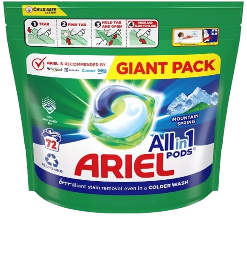 ARIEL gelové kapsle Mountain Spring sáček 72ks