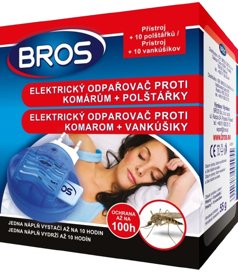 BROS elektrický odpařovač proti komárům+10ks polštářky