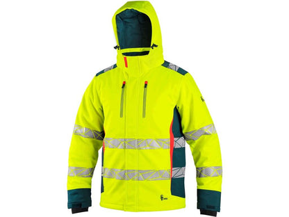 Bunda CXS BEDFORD WINTER výstražná zimní pánská softshell žluto-petrolová