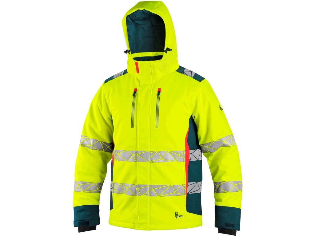 Bunda CXS BEDFORD WINTER výstražná zimní pánská softshell žluto-petrolová