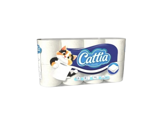 Cattia toaletní papír 3vrstvý, 15m, 8ks