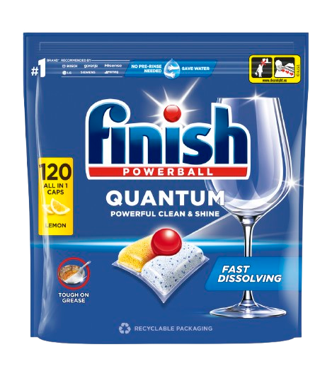 Finish Quantum All in 1 kapsle do myčky nádobí Lemon Sparkle 120ks