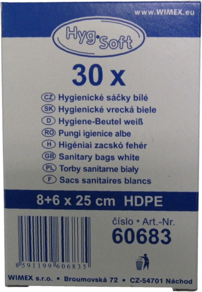 Hygienické sáčky 30ks dámské, mikrotenové (80x60x250mm), 15my