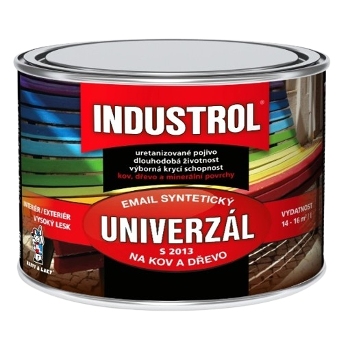 Industrol S2013 univerzál lesk vrchní barva na kov a dřevo, 1000 bílá, 375ml
