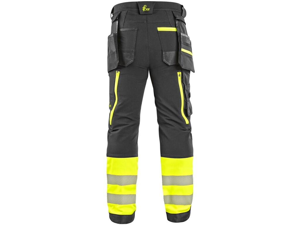 Kalhoty CXS NAOS HV pánské černo-žlutá Hi-Vis reflexní pruhy