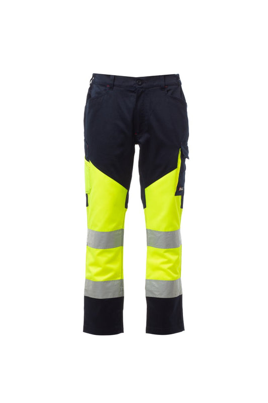 Kalhoty WORKING SUMMER barva žlutá fluo/černá