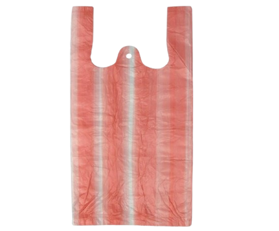 Mikrotenová taška košilka 100ks, nosnost do 10kg, červeno/bílá