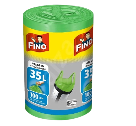 Pytle na odpad FINO 35l, 100ks, zatahovací, s uchy, color
