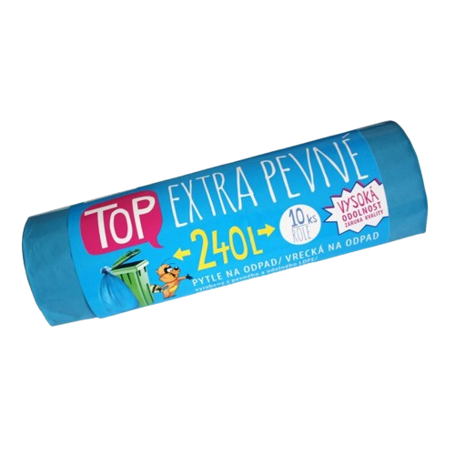 Pytle na odpad LDPE 240l, 10ks/role, extra pevné, modré