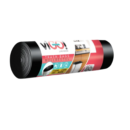 Pytle na odpad viGO! HDPE Q022, 60l, 50ks, 6my, 60x70cm, černé