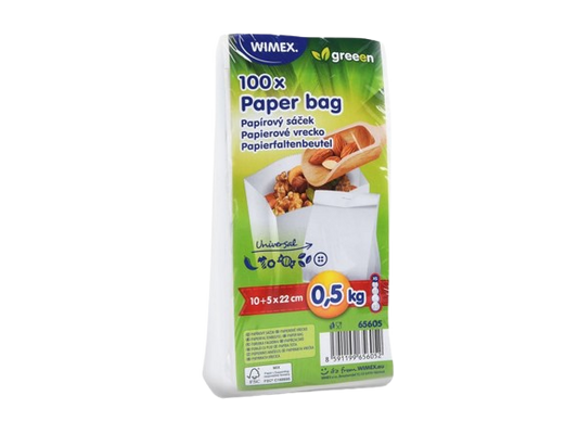 Sáčky svačinové papírové, 100ks, 500g, bílé