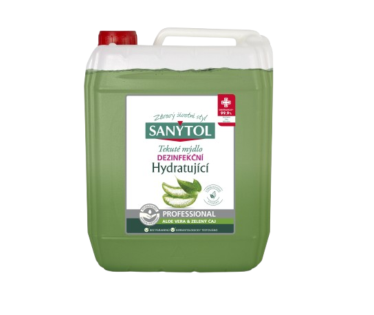SANYTOL antb. mýdlo 95% přír.složení hydratující Professional Aloe Vera&Zelený čaj 5l