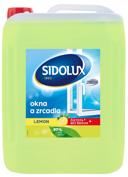 SIDOLUX Okna a zrcadla NANO CODE - Lemon - čistič oken s NANO technologií, 5l