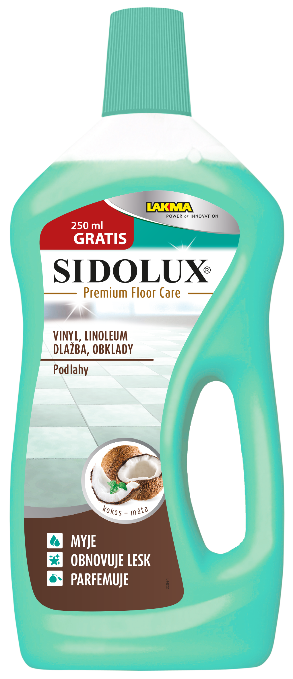 SIDOLUX Premium floor care VINYL, LINOLEUM, DLAŽBA, OBKLADY KOKOS+MÁTA 0,75l+0,25l ZDARMA